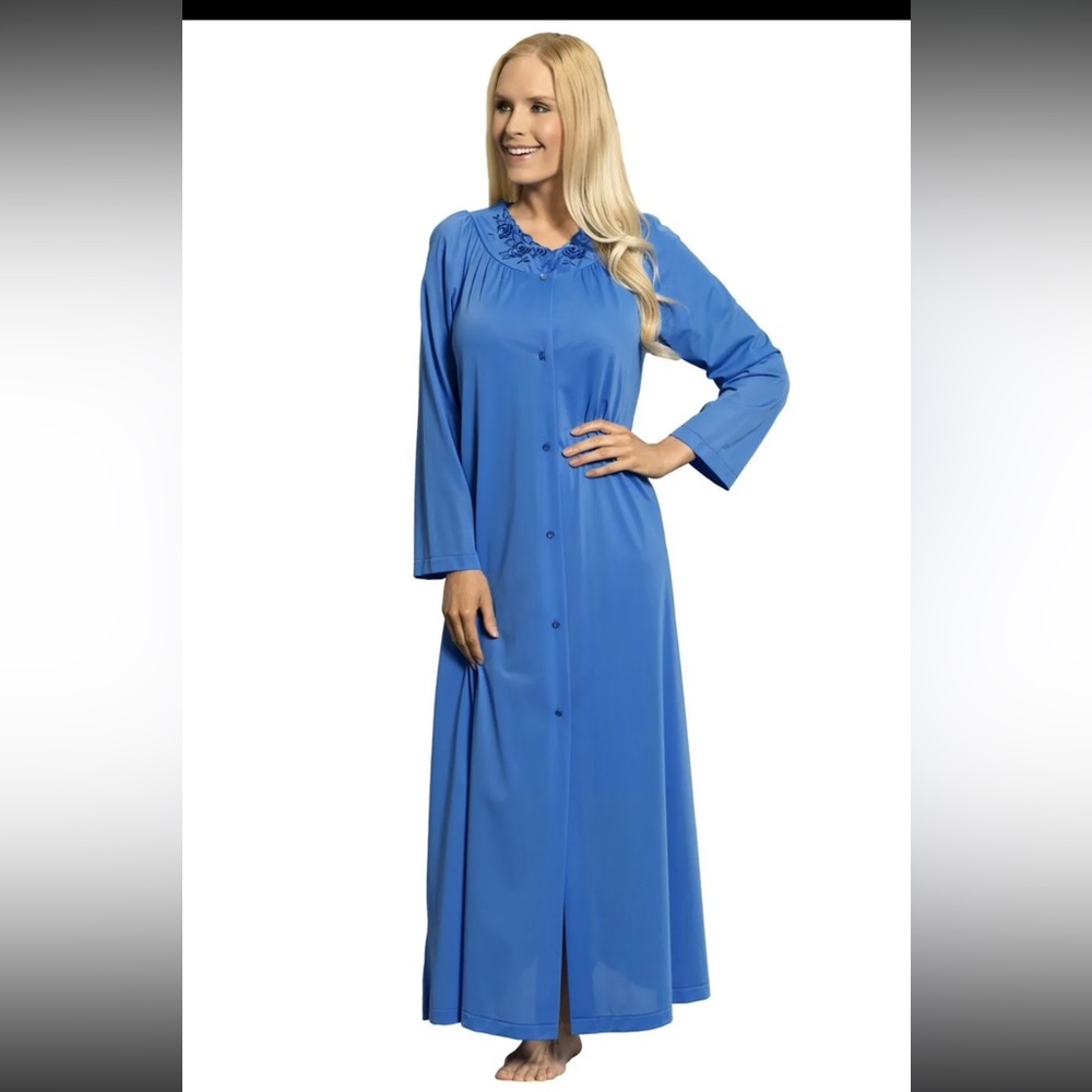 Shadowline SET Nightgown AND Robe Long Blue Size Small